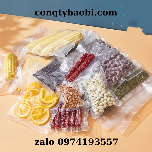 Túi hút chân không 2 mặt trơn đựng thực phẩm khô, rau củ
