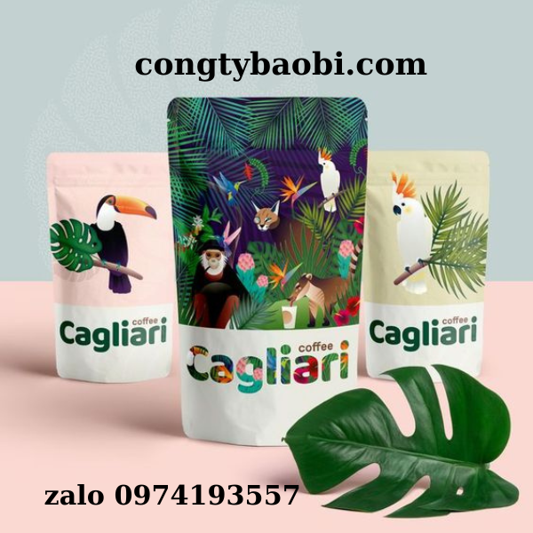 Túi zip đáy đứng in nhiều màu sắc hồng, xanh, vàng
