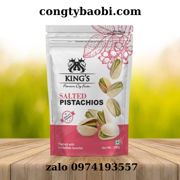 Túi zip đáy đứng in ấn nhiều màu đựng hạt dẻ