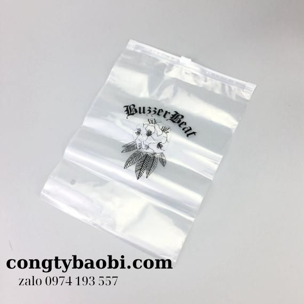 Túi zipper khóa kéo Pe trong có in ấn